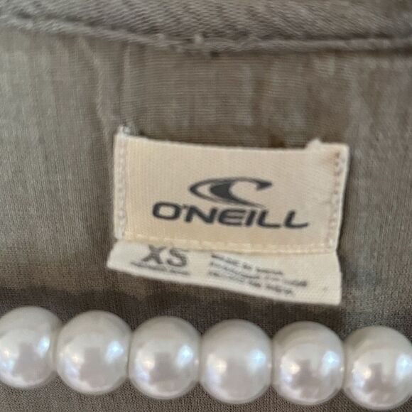 O'Neill Nala Dress XS Woven Mini Sage Green Flowy Boho Ladder Lace Lined Vneck - Picture 4 of 8